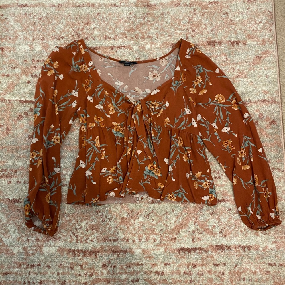 AE Orange floral blouse